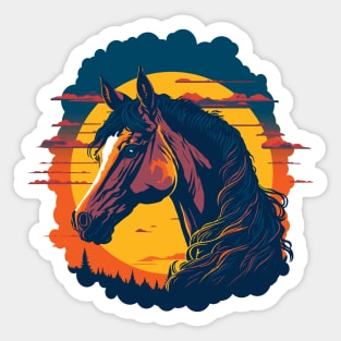 Colorful Horse Portrait Graphic Design Sticker